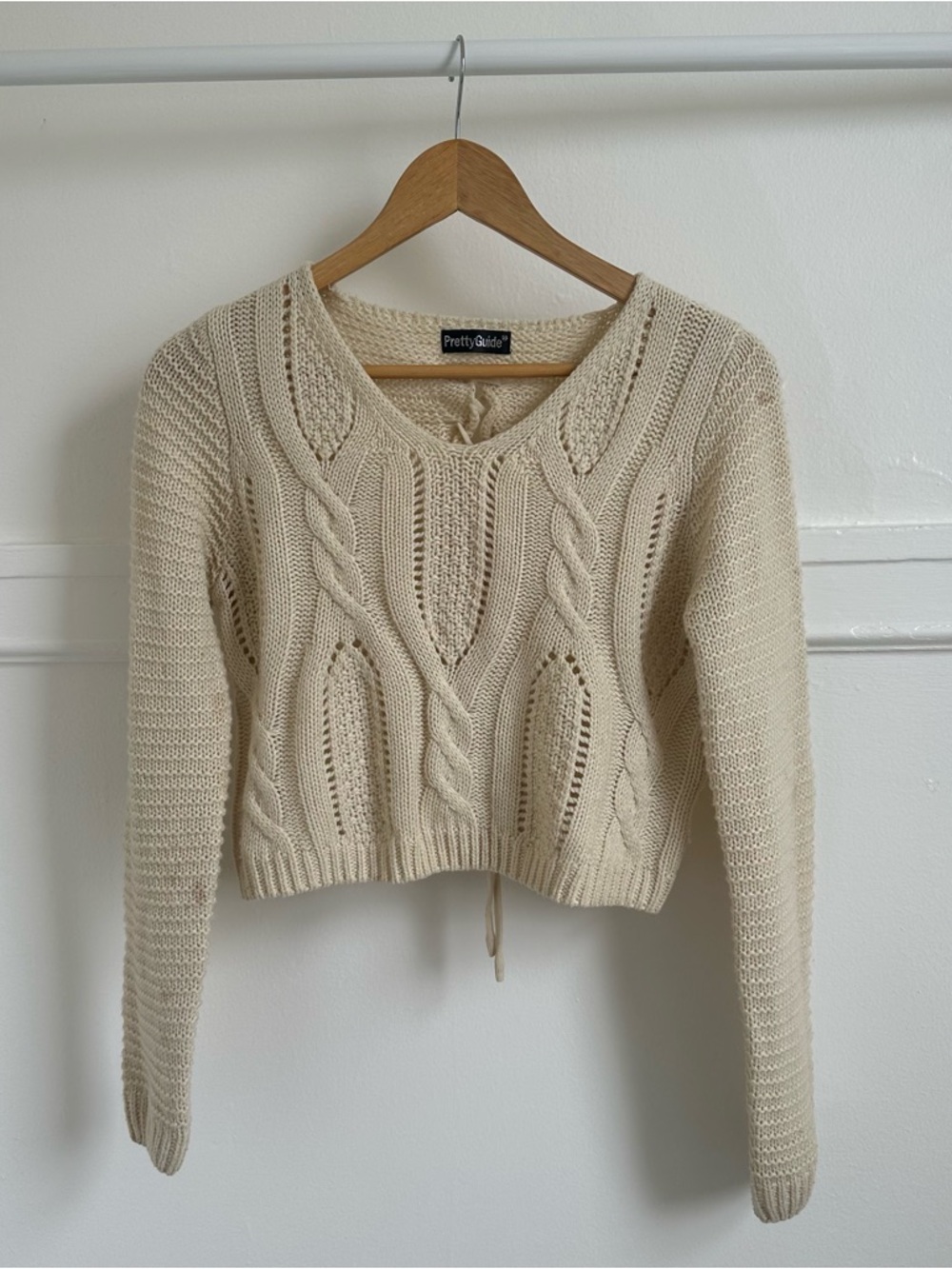 Cream Cable Knit Cropped Sweater